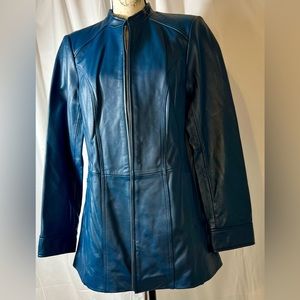 Blue Soft Leather Jacket D & Co Size M
